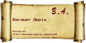 Berauer Appia névjegykártya